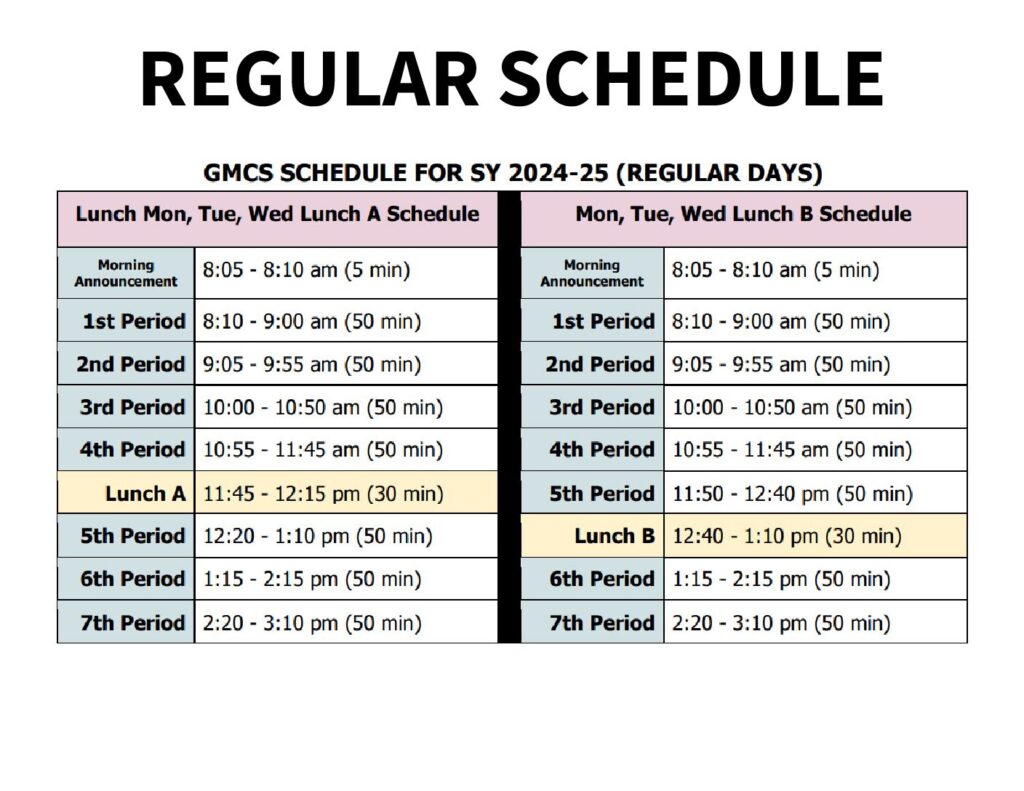 2024 2025 HMH Bell Schedule 1